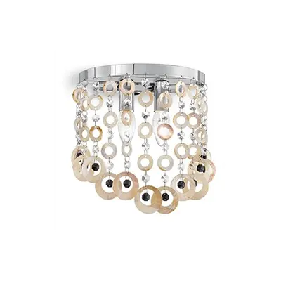 Corp de iluminat cu elemente decorative naturale sidefate si octogoane de cristal 2x40W