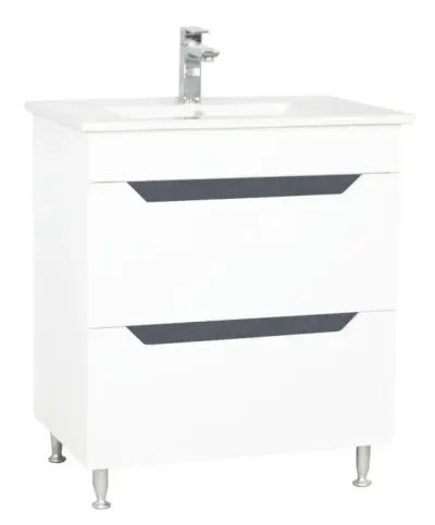 Set Baza front MDF si Lavoar, seria 056, 70 cm, alb antracit