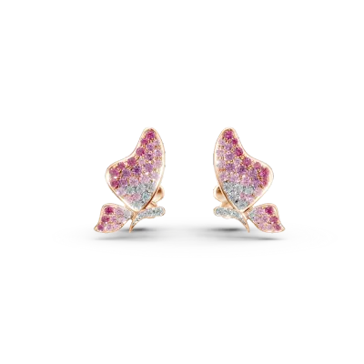 Cercei din aur roz cu safire de 1.09ct si diamante de 0.2ct