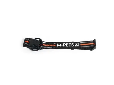 Zgarda caini M-Pets, negru cu portocaliu, ajustabila, marime S