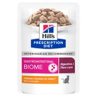 HILL'S Prescription Diet Gastrointestinal Biome Pui, dietă veterinară, plic hrană umedă pisici, sistem digestiv & probiotice, bax, 85g x 12buc