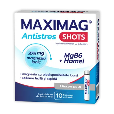 MaxiMag Antistres Shots, 10 flacoane, Zdrovit