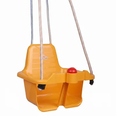 Leagan cu spatar pentru bebelusi Dohany Galben, franghii reglabile, buton cu sunete, utilizare interiorexterior