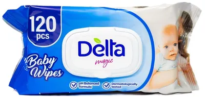 Șervețele umede pentru bebeluși Delta Magic - 120 buc, pachet albastru