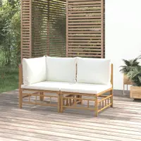 Gossi set mobilier de gradina cu perne alb crem, 2 piese, bambus