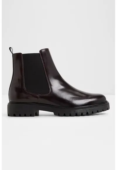 Ghete Chelsea din piele Adalitlan - Maro cognac