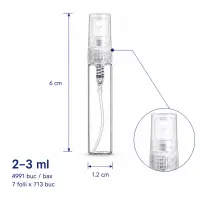 Sticluță transparentă reutilizabilă cu spray și capac - 2-3ml