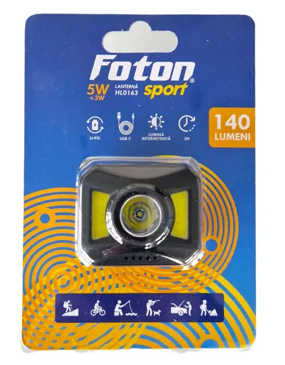 Lanterna frontala multifunctionala Foton Sport HL0163 USB-C
