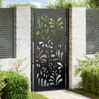 vidaXL Poartă de grădină neagră 100x200 cm, model ondulat din oțel