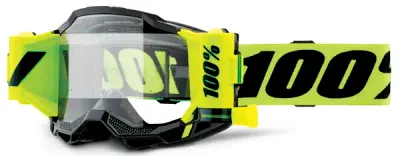 Ochelari atv cross 100% Accuri 2 ForeCast Roll-Off, lentila clara, culoare rama galben neon
