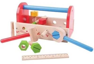 Set din lemn Bigjigs - Cutie cu instrumente