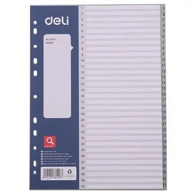 Separator Deli Start Plus - E38158 PP, A4, gri, 1-31