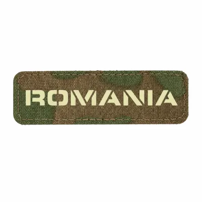 Patch ROMANIA fosforescent CORDURA® 500D laser-cut 25x80mm - MULTICAM