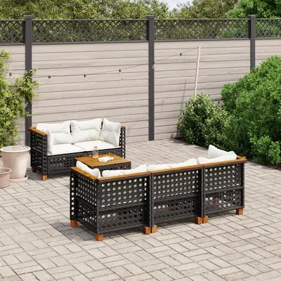 Gossi set mobilier de gradina cu perne, 6 piese, negru, poliratan