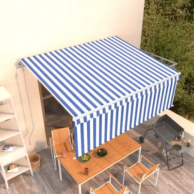 Gossi copertina retractabila automat cu stor, albastru&alb, 4,5x3 m