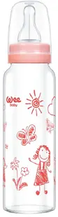 Biberon din sticla termorezistenta Wee Baby Classic, 240 ml, roz
