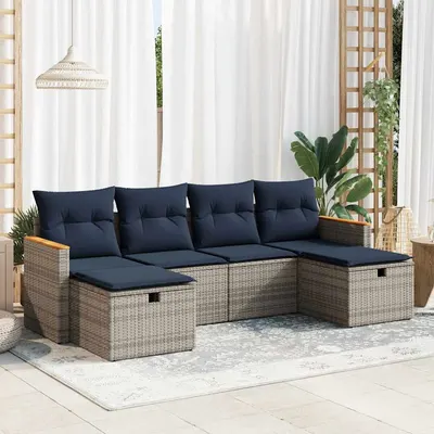 Gossi set mobilier gradina cu perne, 6 piese, gri, poliratan