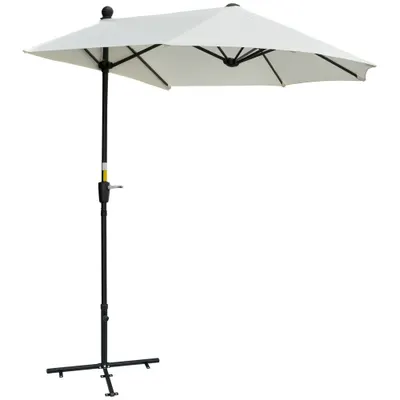 Outsunny Umbrelă Semicirculară Dublă de Perete cu Deschidere cu Manivelă și Suport în Cruce, 200x190x240 cm, Crem | Aosom Romania