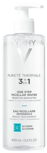 Vichy Pureté Thermale Apă micelară mineralizată pentru piele sensibilă, 400 ml