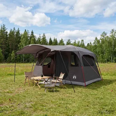 vidaXL Cort tunel cu acoperiș Culoare Maro Gri 427 x 305 x 205 cm