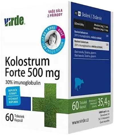 Colostru de vită, 500 mg, 60 capsule, Virde