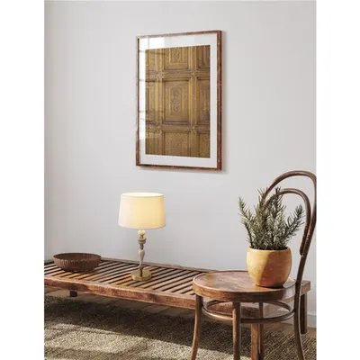 Veioza DAMO Antique Brass Metal Soft Portocaliu & Brown Ceramic & Fabric LED E27 1x12 Wat 220-240 Volt IP20 Fara bec