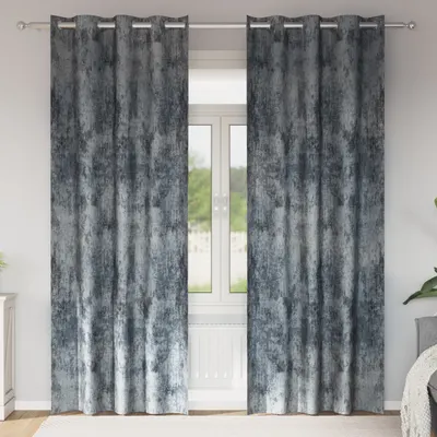 Gossi draperii din catifea 2 buc. cu ochiuri argintii 225x140 cm