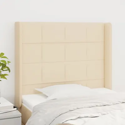 vidaXL Tăblie de pat cu aripioare, crem, 93x16x118/128 cm, textil
