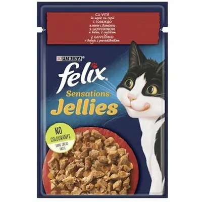 Hrana umeda pentru pisici Felix Sens Jelly cu vita rosii 85 gr