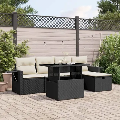 Gossi set mobilier de gradina cu perne, 6 piese, negru, poliratan