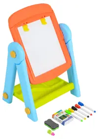 Tabla de desenat Yuan Toys - dublă față, cu accesorii, portocalie