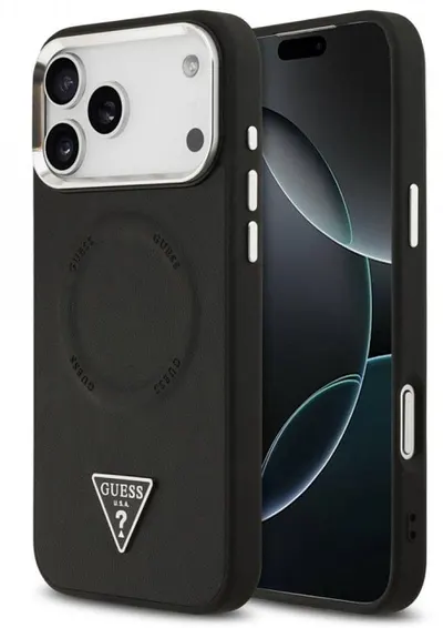 Husă Guess - Triangle Logo, iPhone 17 Pro, MagSafe, negru