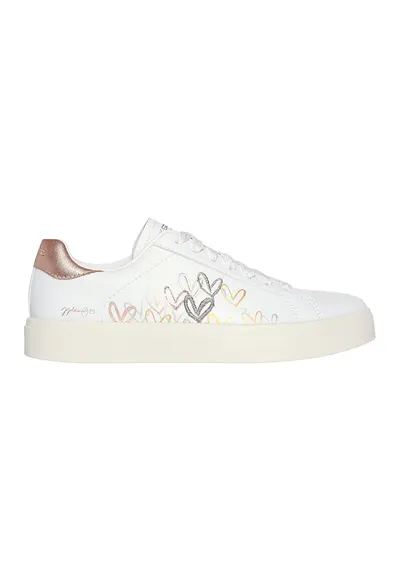Pantofi sport din piele ecologica cu detalii cu inimi Eden LX - Alb/Auriu rose