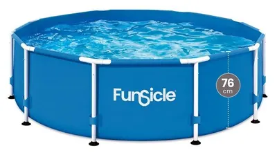 Piscină asamblabilă FunSicle - Activity Pool, 305 x 76 cm, rotundă cu cadru metalic și pompă filtrantă