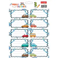 Etichete scolare autoadezive, 30buc/set, Tanex, Masini