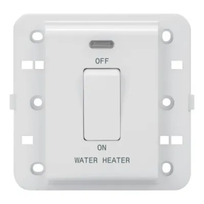 Intrerupator 2P 250V ac - Standard englez - 20 A - 1 modul - WATER HEATER - WHITE - CProiector HORUS