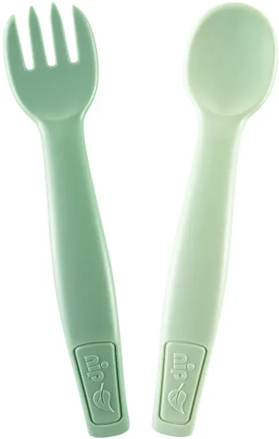 Set de tacâmuri NIP Eat Green - verde, 2 bucăți