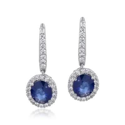Cercei din aur alb cu pietre pretioase de 4.26ct
