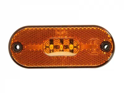 Lumina delimitare stanga dreapta, galben, LED, inaltime 11mm; latime 108mm; adancime 44mm, surub fixare orizontala fixare verticala, lungime cablu 150mm, 24V (IPIP67)