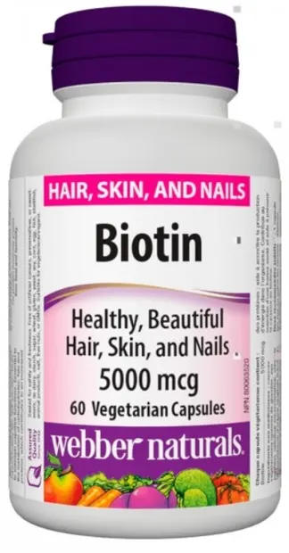 Biotin, 5000 mcg, 60 capsule, Webber Naturals