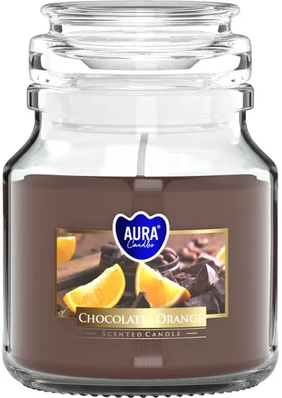 Lumânare parfumată într-un borcan Bispol Aura - Chocolate and Orange, 120 g