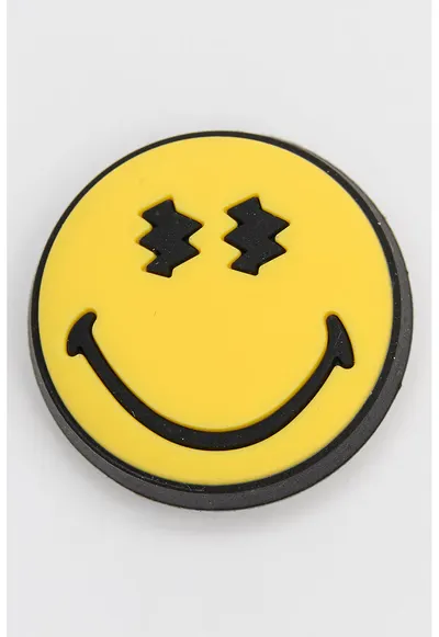 Set de talismane Smiley Faces Jibbitz - 5 piese - Negru/Galben