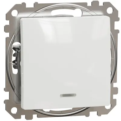 Intrerupator simplu cu indicator luminos Schneider, SDD111101L, Sedna Design, alb