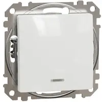 Intrerupator simplu cu indicator luminos Schneider, SDD111101L, Sedna Design, alb