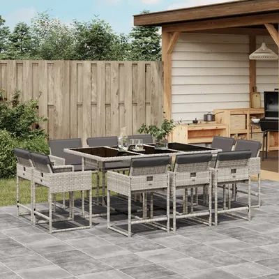 Gossi set mobilier de gradina cu perne 11 piese gri deschis poliratan