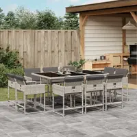 Gossi set mobilier de gradina cu perne 11 piese gri deschis poliratan