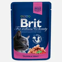 Brit Premium plic hrana umeda pisici, bucăţi în sos cu somon şi păstrăv, 100g 100g