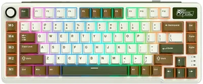 Tastatură mecanică Royal Kludge – RK-L75, wireless, Cream, RGB, Green