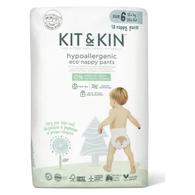 Scutece Hipoalergenice Eco Pull Up XL, Kit&Kin, Marimea 6, 18 buc, De unica folosinta, 15 kg+