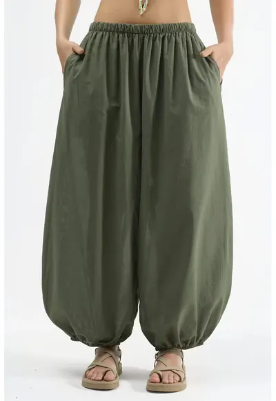 Pantaloni pentru dama - Kaki - Talie elastica